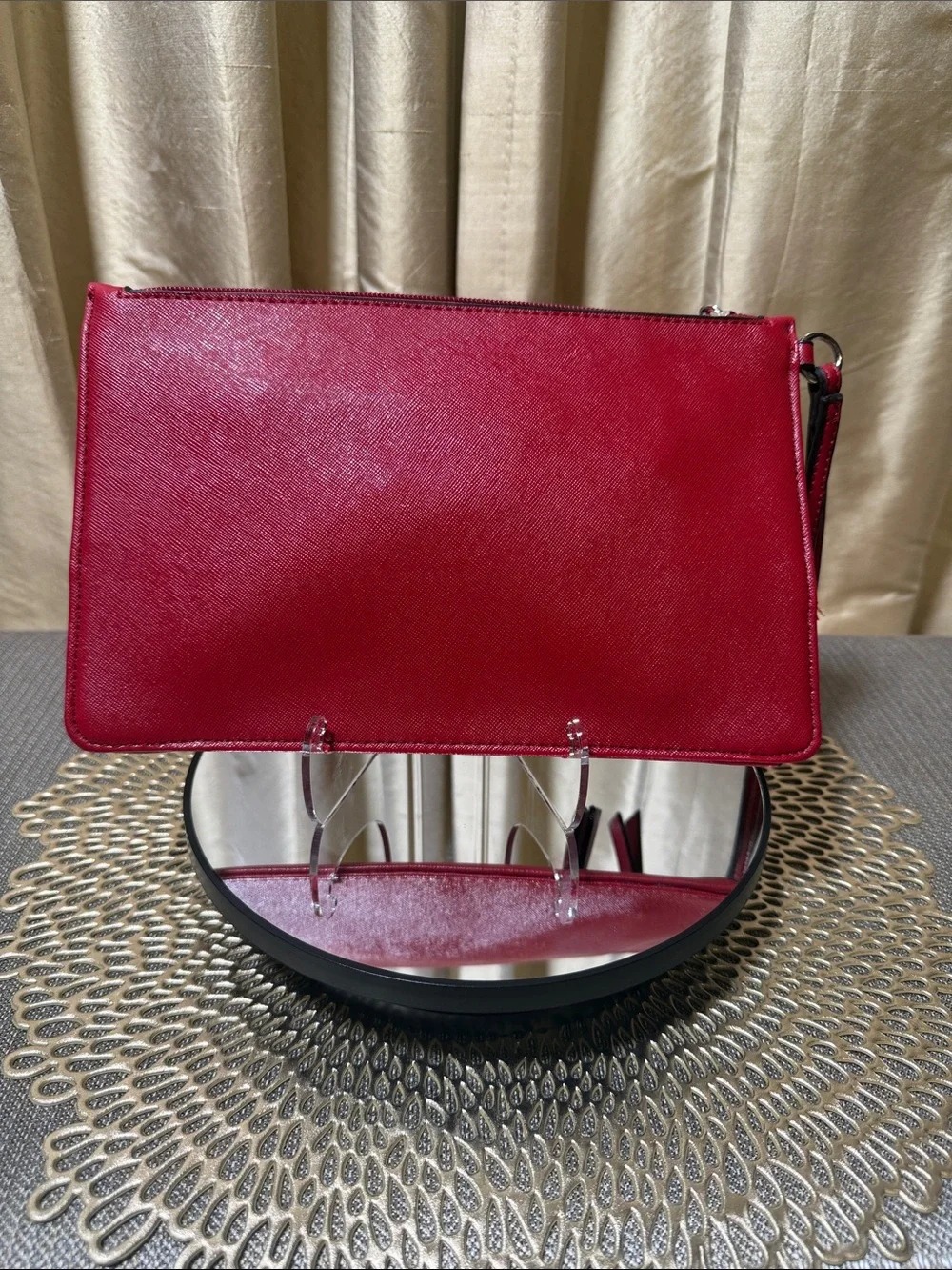Nine West Red Wristlet Clutch with Front Zip Pocket